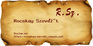 Rocskay Szovát névjegykártya